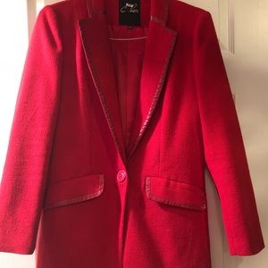 C. Luce Red Coat w/ leather trim